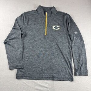 Green Bay Packers Majestic Pullover Mens S Gray Coolbase 1/4 Zip Sweatshirt NFL